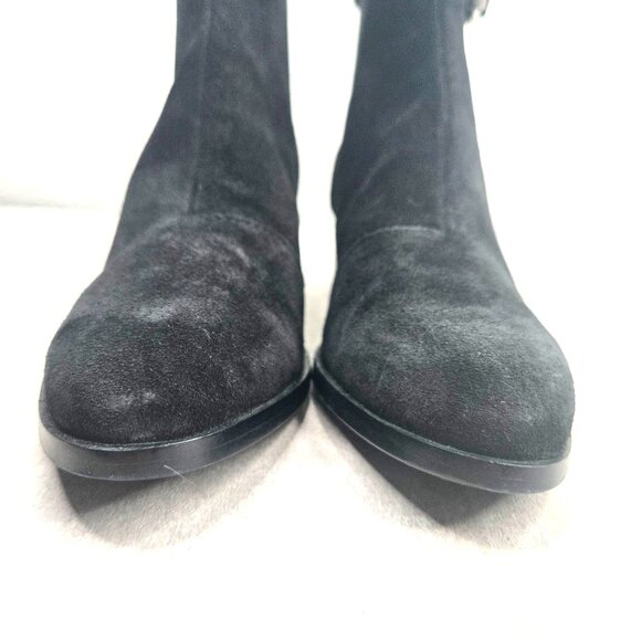 Rag & Bone Moto Boots Size 6.5 Black Suede Biker Block Heel Chelsea Ankle Bootie - Picture 4 of 12